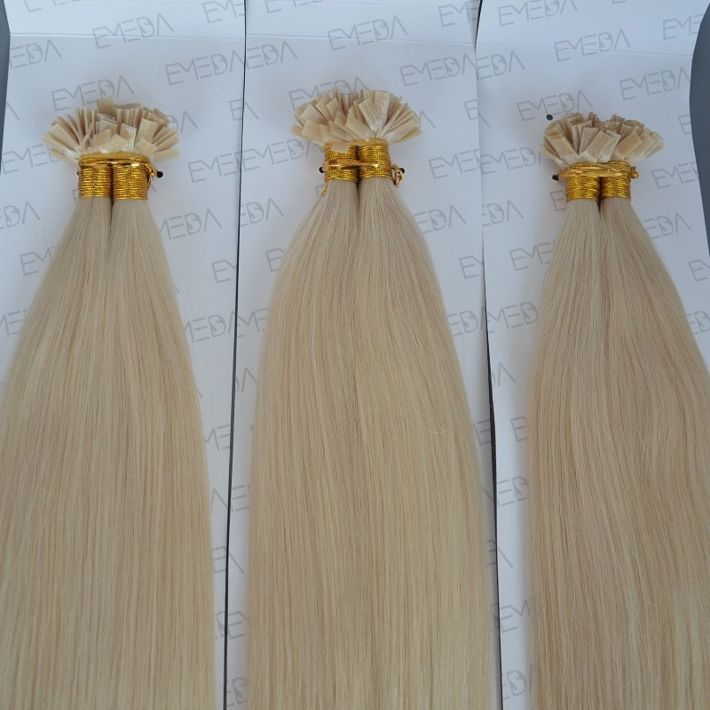 Hot selling Platinum blonde fushion flat tip hair extension HJ 050